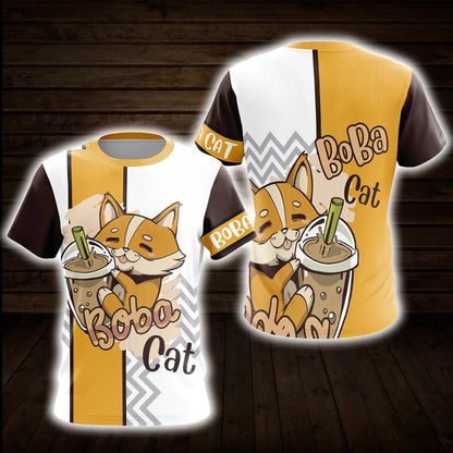 Boba Cat Unisex 3D T-shirt