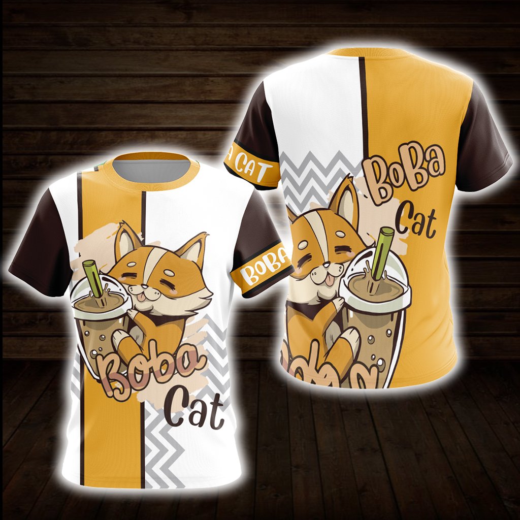 Boba Cat Unisex 3D T-shirt