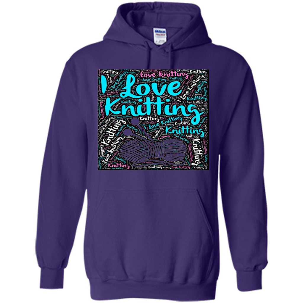Knitting Wordcloud Knitter T-shirt Love Knitting Purple