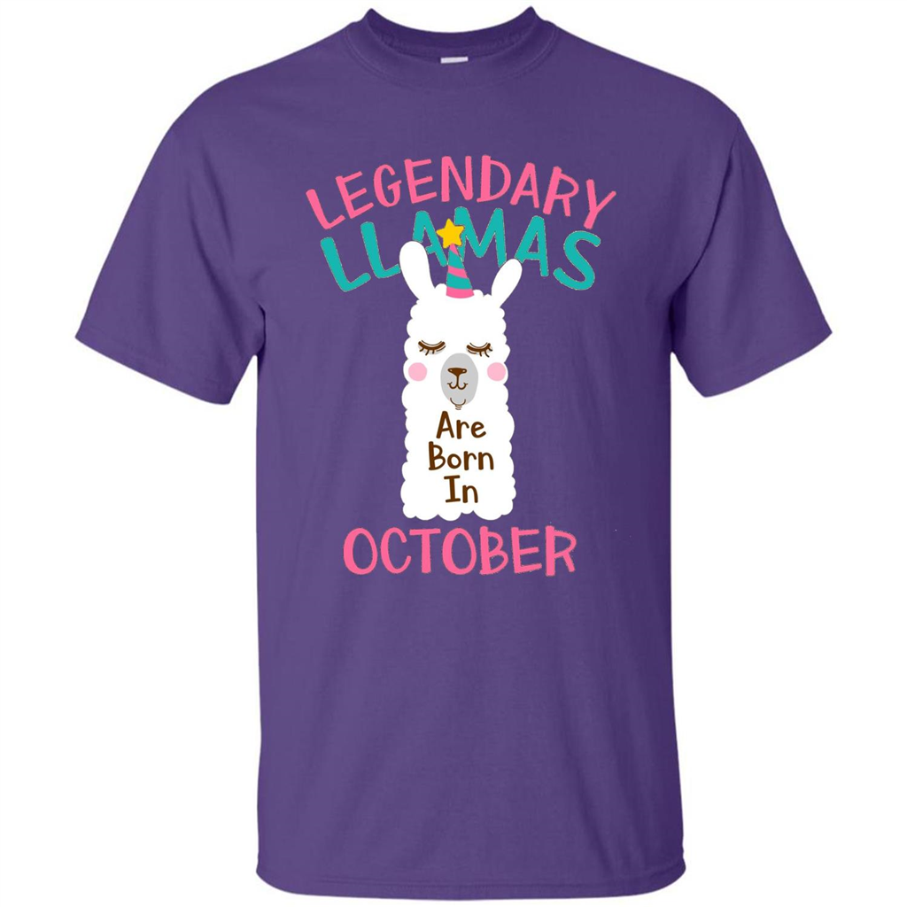 Legendary Llamas Are Born In October T-shirt Purple