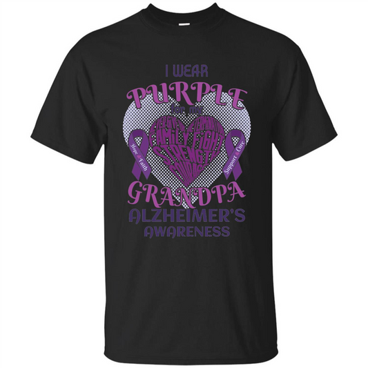 I Wear Purple For My Grandpa Alzheimer's Awareness T-Shirt Black