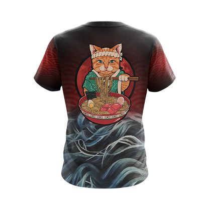 Vintage Cat and Ramen Japanese Style Unisex 3D T-shirt