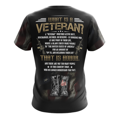What is a veteran All Over Print T-shirt Zip Hoodie Pullover Hoodie