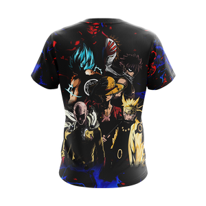 Heroes Mashup Saita,a. Luffy, Goku, Naruto, Natsu Unisex 3D T-shirt