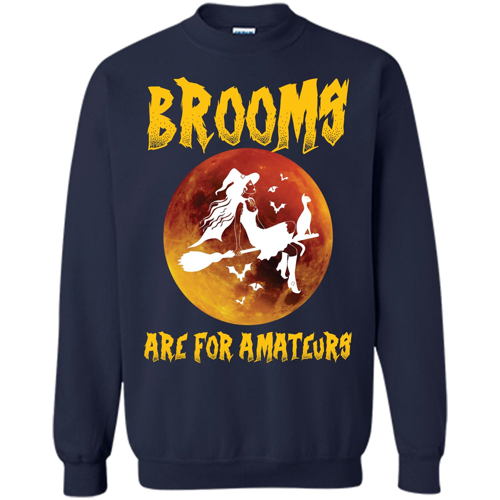Halloween T-shirt Brooms Are For Amateurs T-shirt Navy