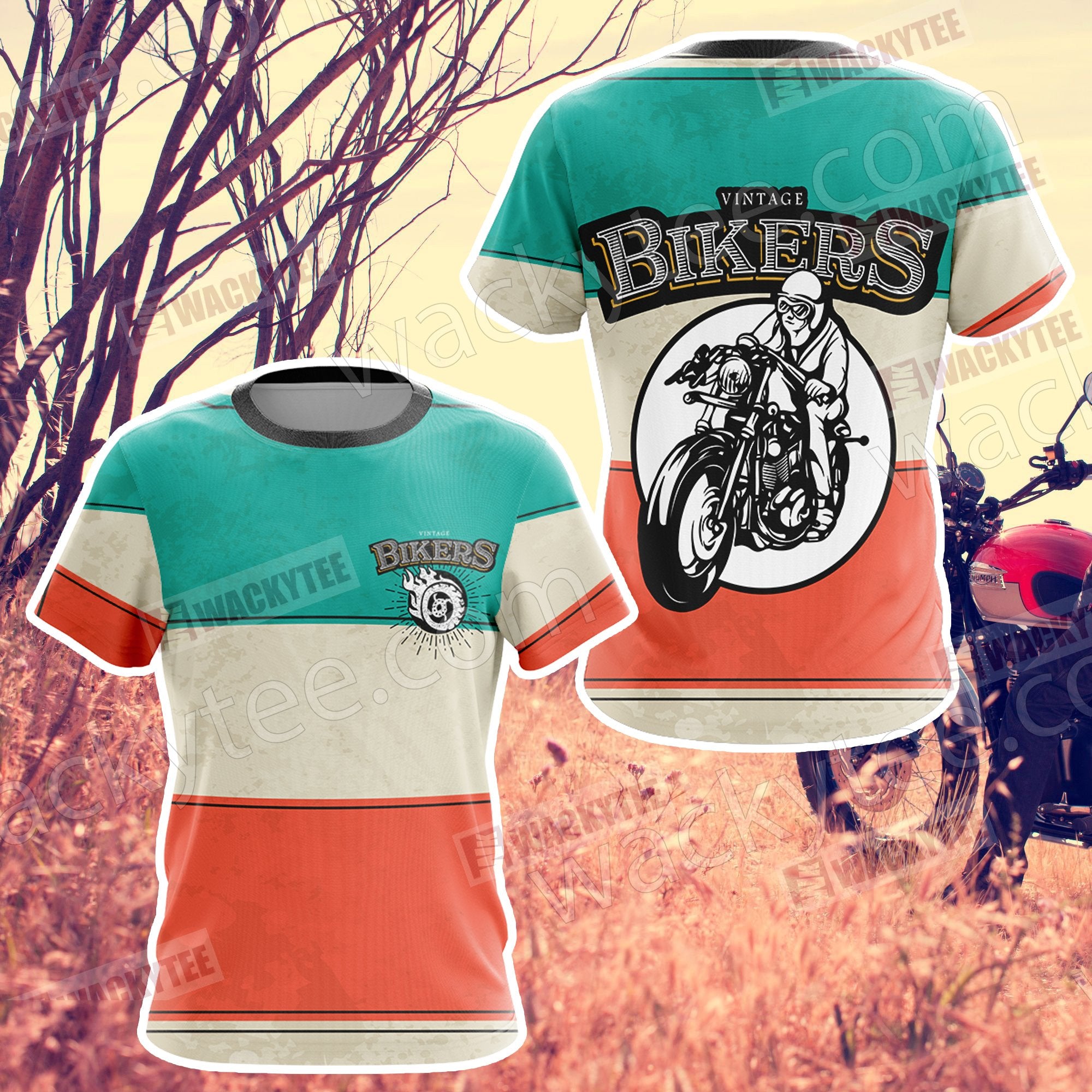 Vintage Biker Rider Unisex 3D T-shirt