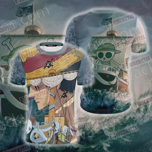 One Piece Luffy And Going Merry Unisex 3D T-shirt