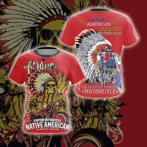 Rider Custom Motorcycle Native American Classic Legend Unisex 3D T-shirt