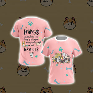 Dogs Comes Into Our Lives And Leave Paw Prints On Our Hearts Unisex 3D T-shirt