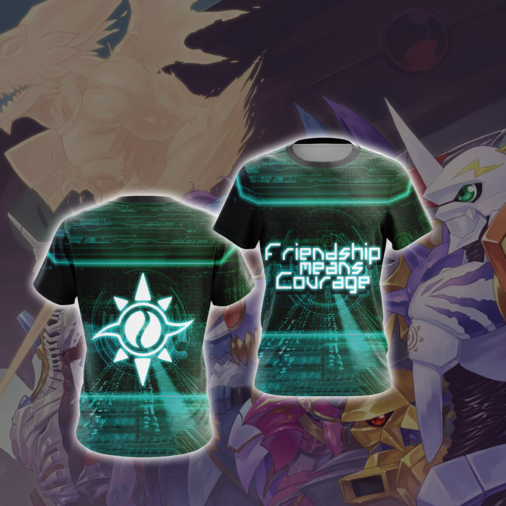 Digimon - Friendship means Courage Unisex 3D T-shirt   