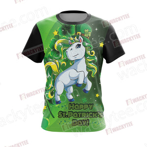 Unicorn Happy Saint Patrick's Day Unisex 3D T-shirt