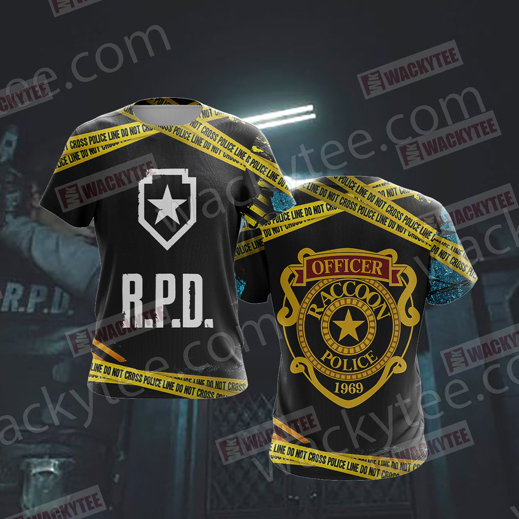 elev Ledig Hovedkvarter Resident Evil - R.P.D Unisex 3D T-shirt - WackyTee
