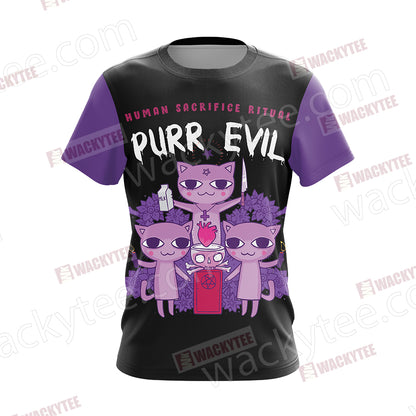Human Sacrifice Ritual Purr Evil Cat Satan Unisex 3D T-shirt