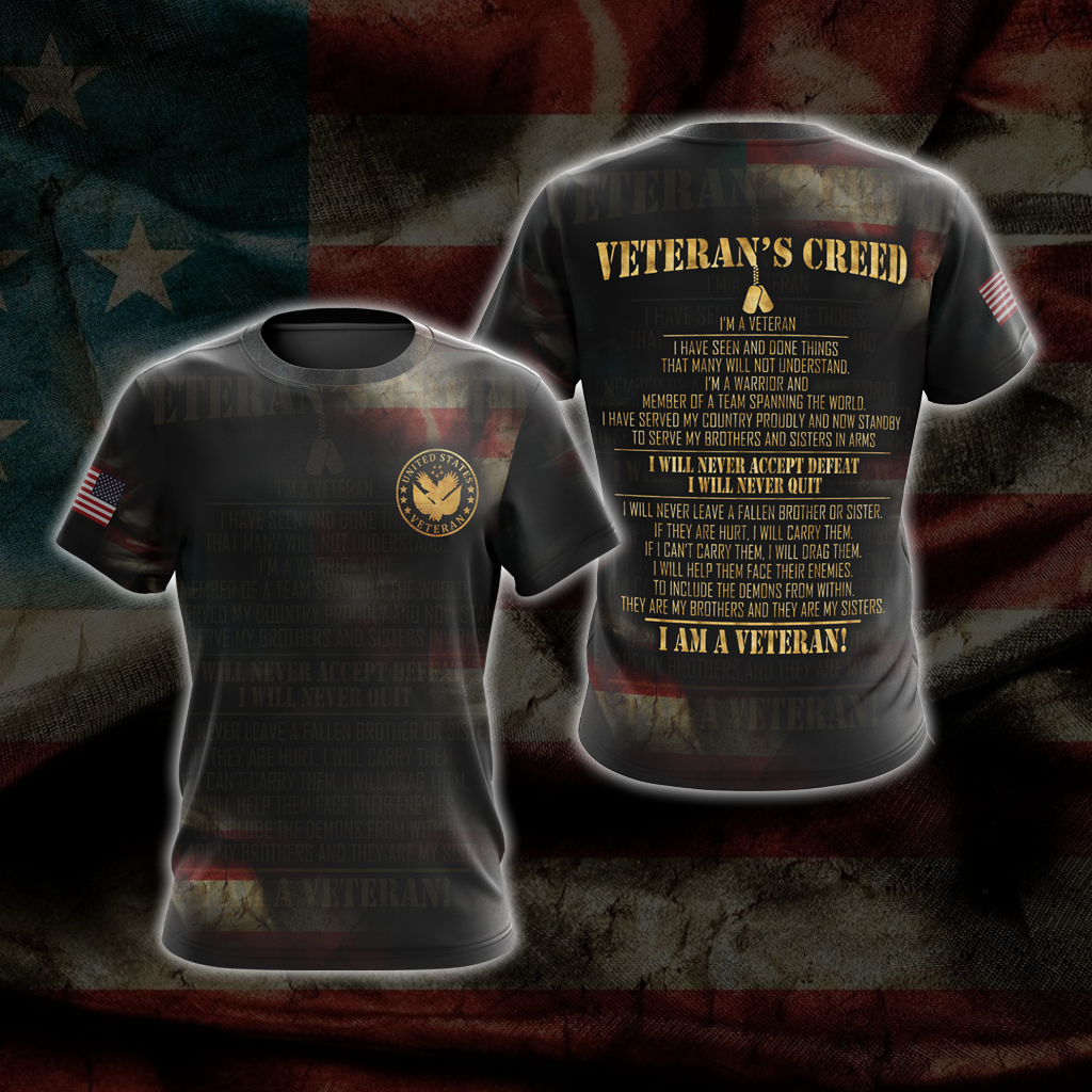 Veteran's Creed T-shirt Zip Hoodie Pullover Hoodie T-shirt