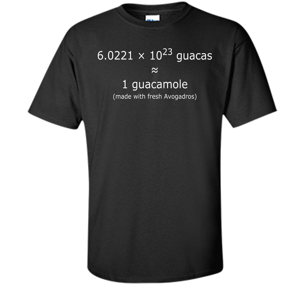 Scientist T-shirt Avogadro's Number Guacamole T-shirt Black