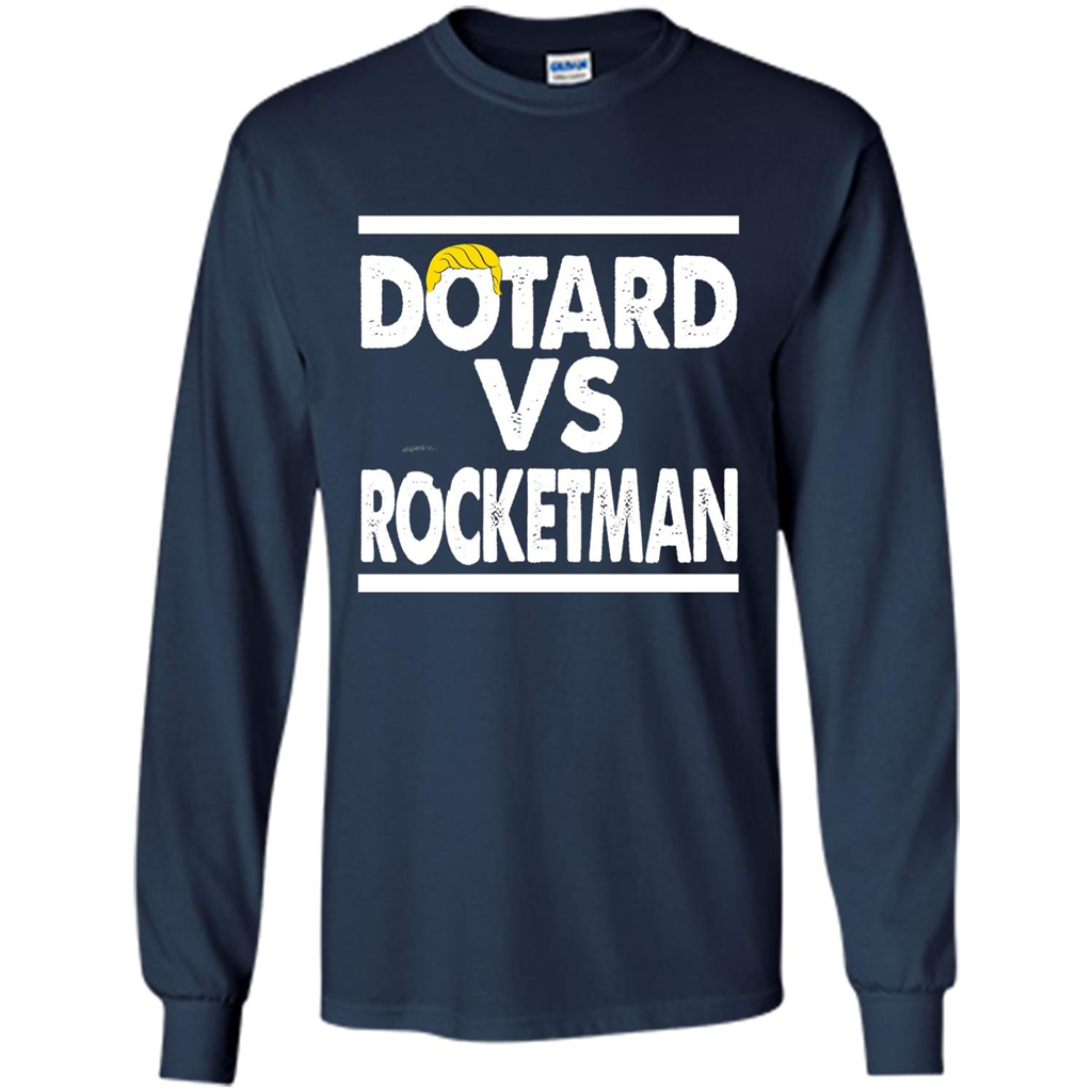 Funny American President T-shirt Dotard Vs Rocketman T-shirt Navy