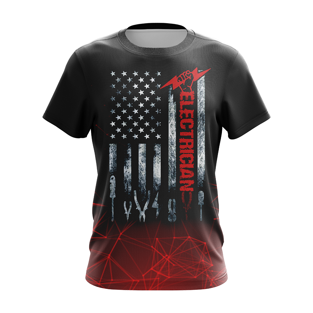 Patriotic Electrician American Flag Unisex 3D T-shirt