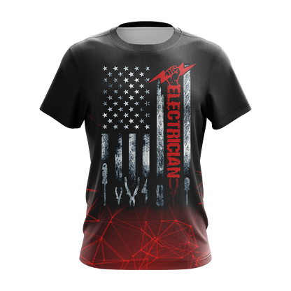Patriotic Electrician American Flag Unisex 3D T-shirt