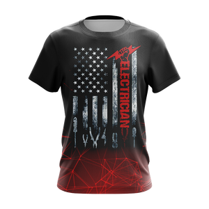 Patriotic Electrician American Flag Unisex 3D T-shirt