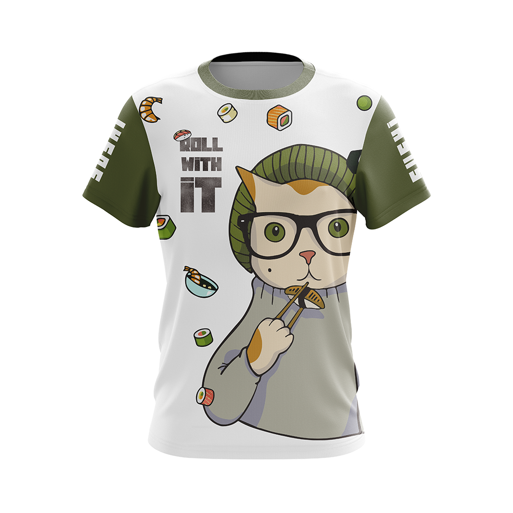 Hipster Cat Sushi Unisex 3D T-shirt