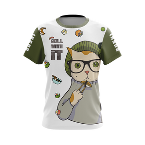 Hipster Cat Sushi Unisex 3D T-shirt