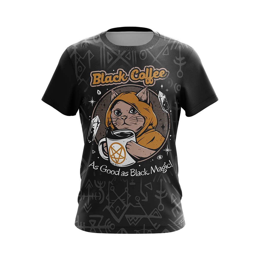 Black Coffee As Good As Black Magic Cat Unisex 3D T-shirt