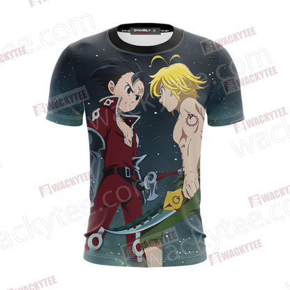The Seven Deadly Sins Meliodas x Zeldris Estilo 3D T-shirt