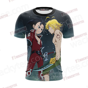 The Seven Deadly Sins Meliodas x Zeldris Estilo 3D T-shirt