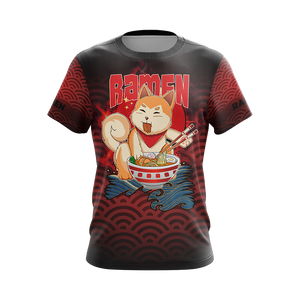 Shiba Inu and Ramen Japanese Style Unisex 3D T-shirt