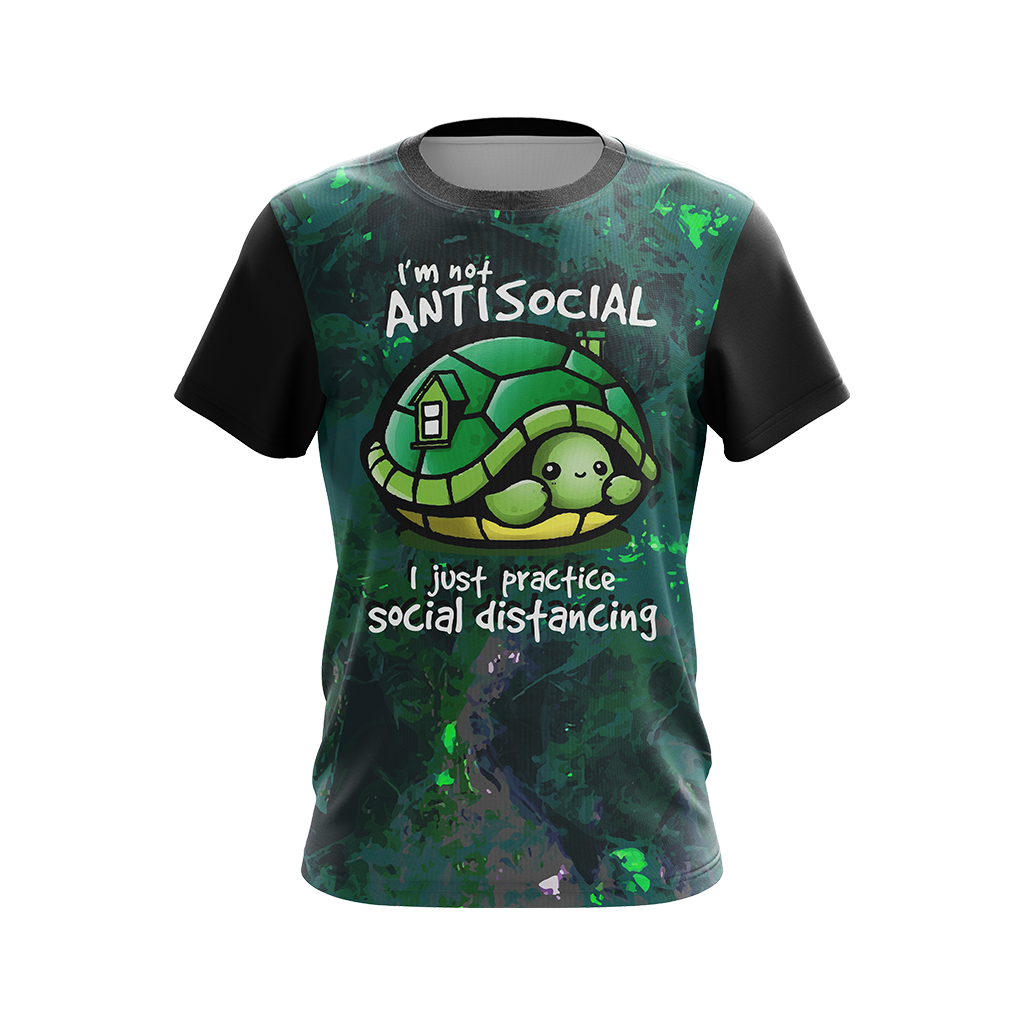I Just Practice Social Distancing Funny Turtle Unisex 3D T-shirt