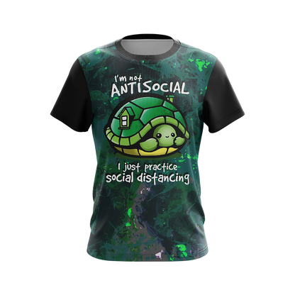 I Just Practice Social Distancing Funny Turtle Unisex 3D T-shirt
