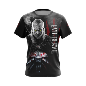 The Witcher - Geralt: "Evil Is Evil" Unisex 3D T-shirt Zip Hoodie   