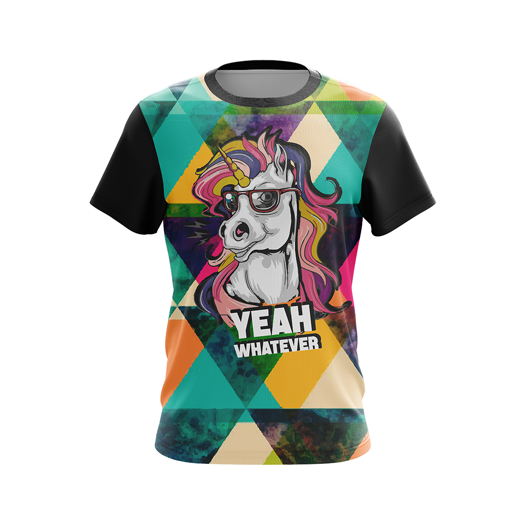 Hipster Unicorn Yeah Whatever Unisex 3D T-shirt