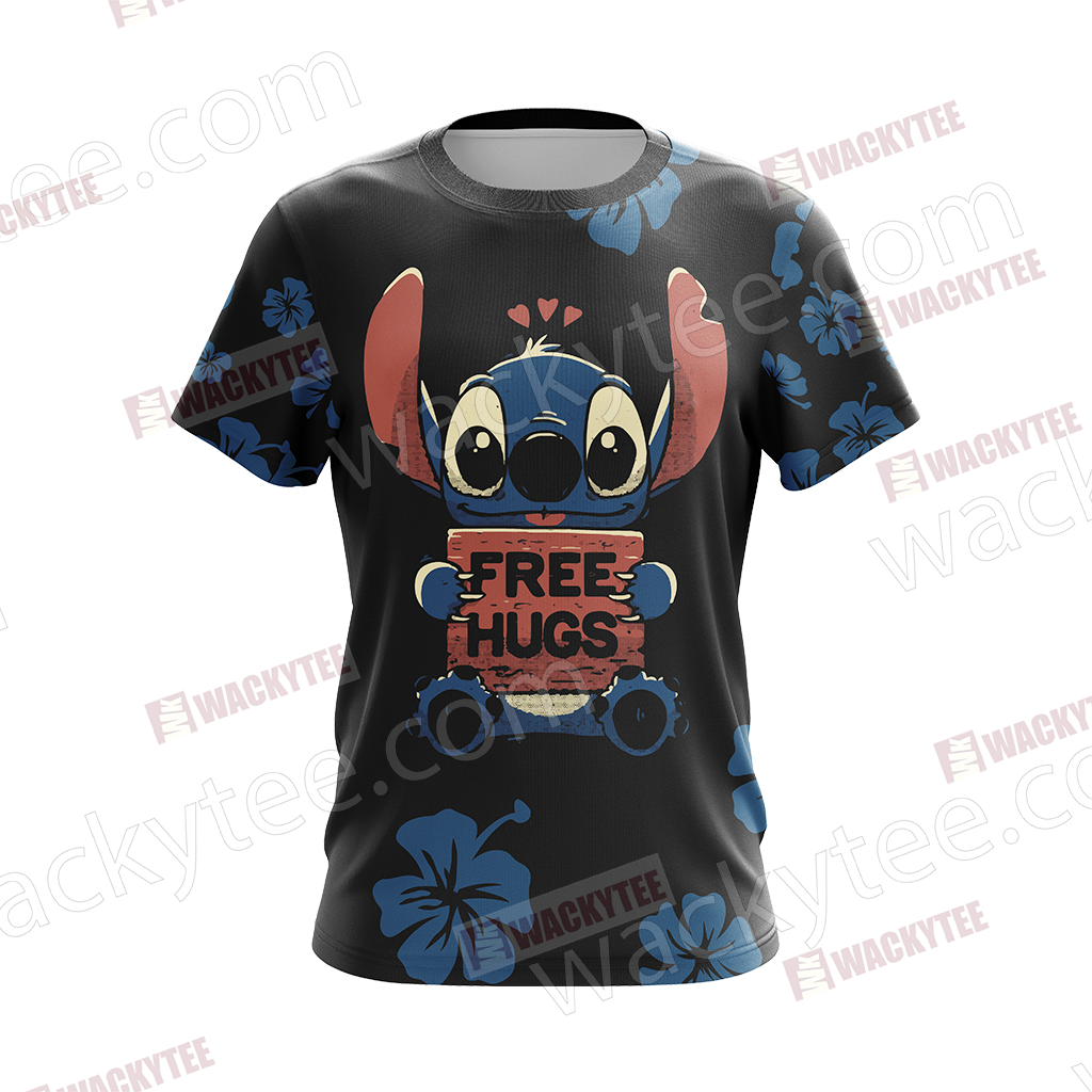 Stitch Loves Hugs Free Hugs Unisex 3D T-shirt