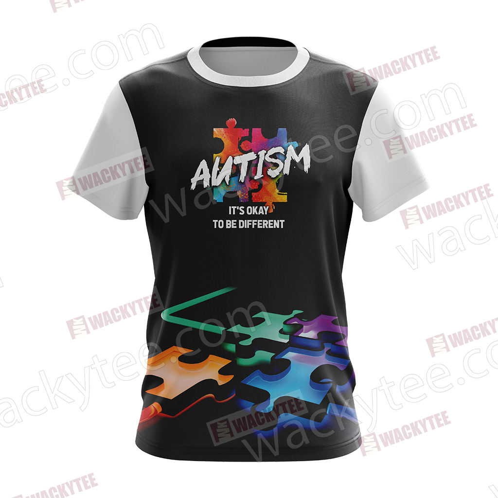 Autism It's Okay To Be Different You're Never Walk Alone Unisex 3D T-shirt