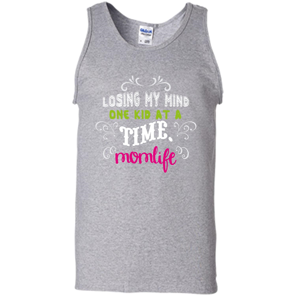 Mommy T-shirt Losing My Mind One Kid At A Time MomLife Sport Grey