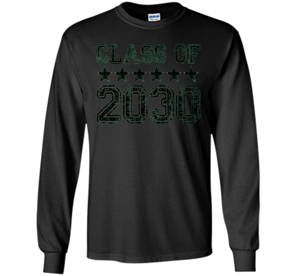 Class of 2030 Grow With Me T-Shirt - Kindergarten, White t-shirt Black