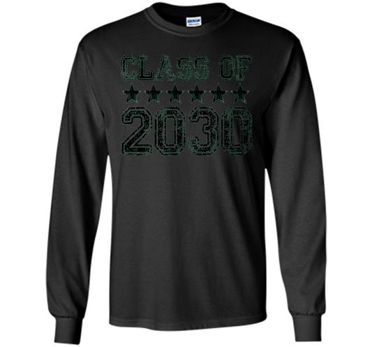 Class of 2030 Grow With Me T-Shirt - Kindergarten, White t-shirt Black
