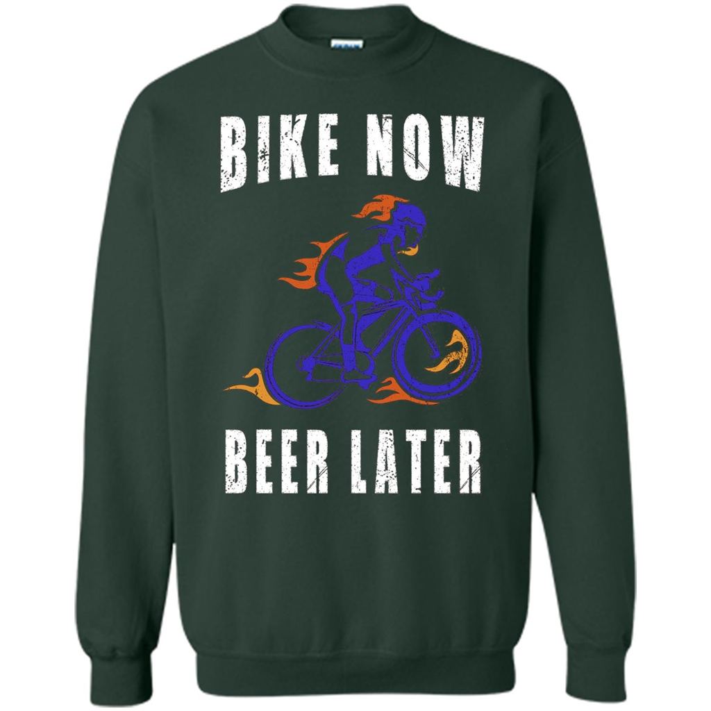 Bike Now Beer Later T-shirt Forest Green