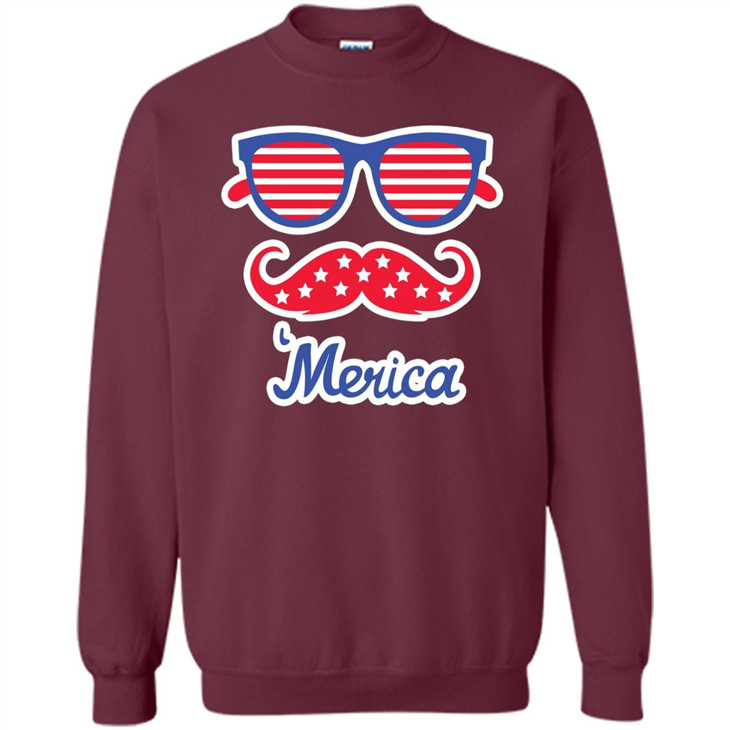 Merica Sunglasses Shirt Stars Stripes July 4th T-shirt Maroon