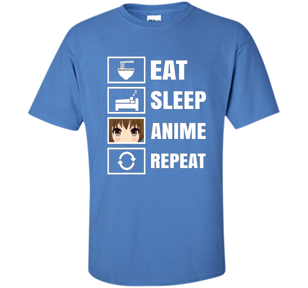 Eat Sleep Anime Repeart T-Shirt Funny Anime Geek cool shirt