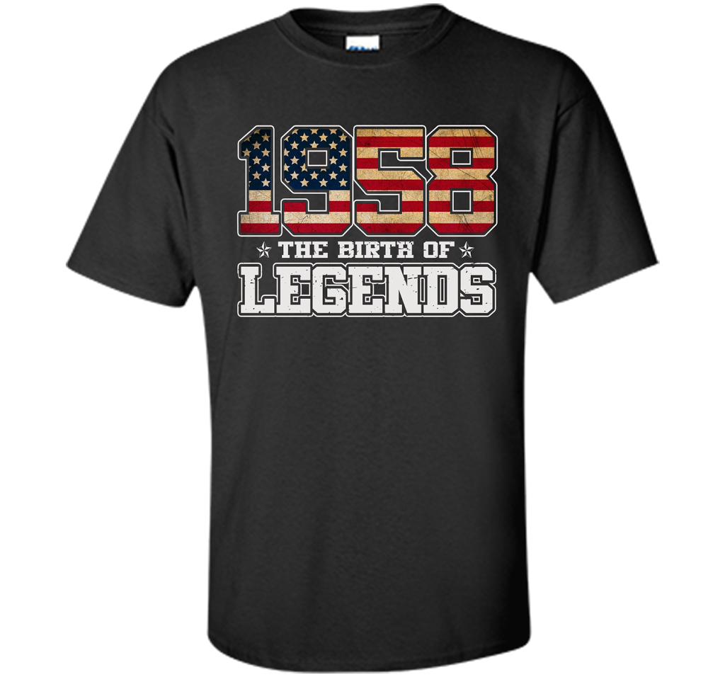Birthday Gift For 59 Years Old 1958 T Shirt American Flag t-shirt Black
