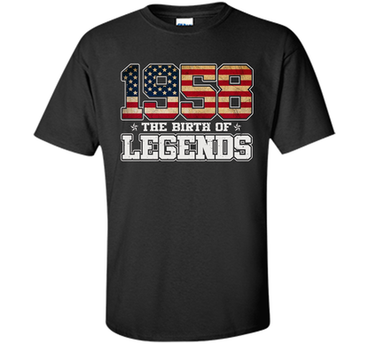 Birthday Gift For 59 Years Old 1958 T Shirt American Flag t-shirt Black