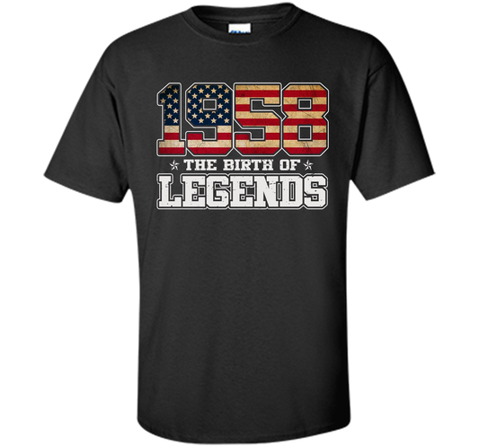 Birthday Gift For 59 Years Old 1958 T Shirt American Flag t-shirt Black