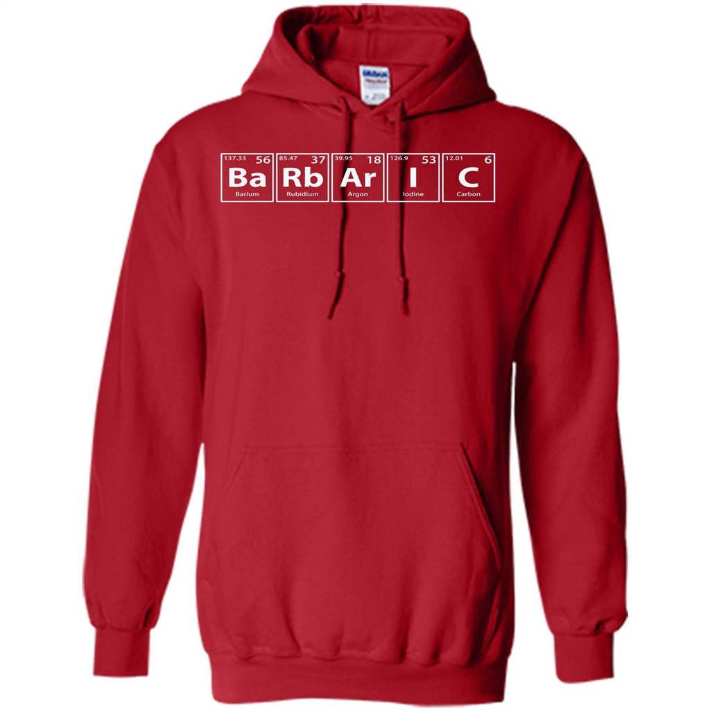 Barbaric (Ba-Rb-Ar-I-C) Funny Elements Spelling T-Shirt Red