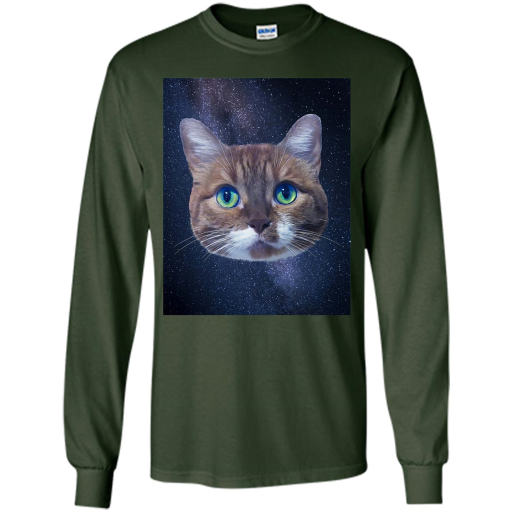 Galaxy Cat T-shirt Forest Green