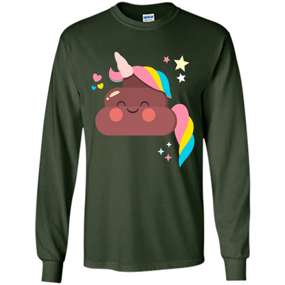 Emoji Happy Unicorn Poop Funny T-shirt Forest Green