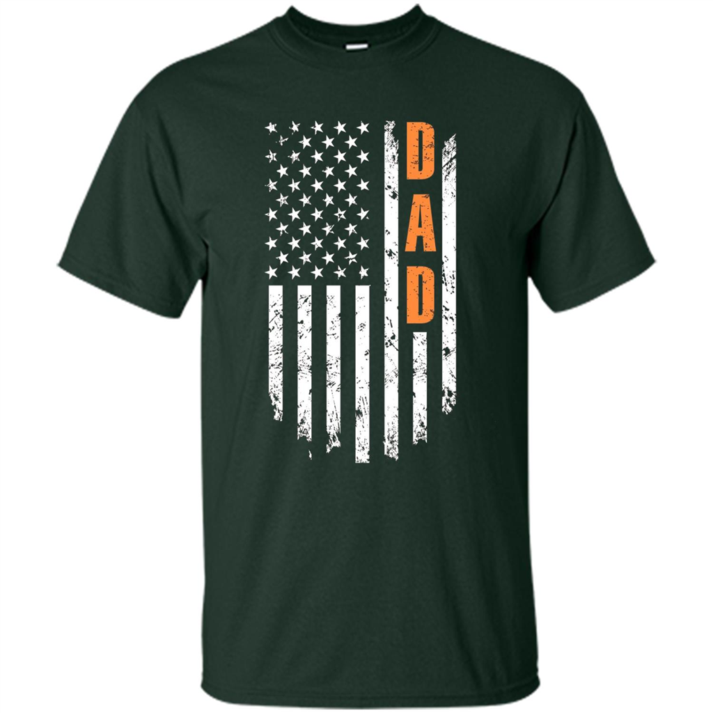 Fathers Day T-shirt American Flag Forest Green