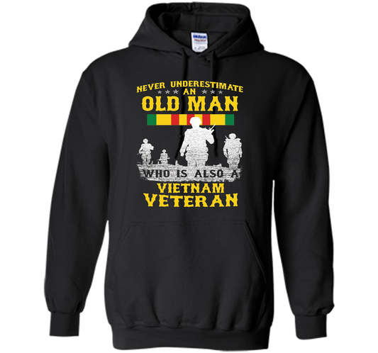 Mens Never Underestimate an OLD MAN Vietnam Veteran - Gift Tee cool shirt Black
