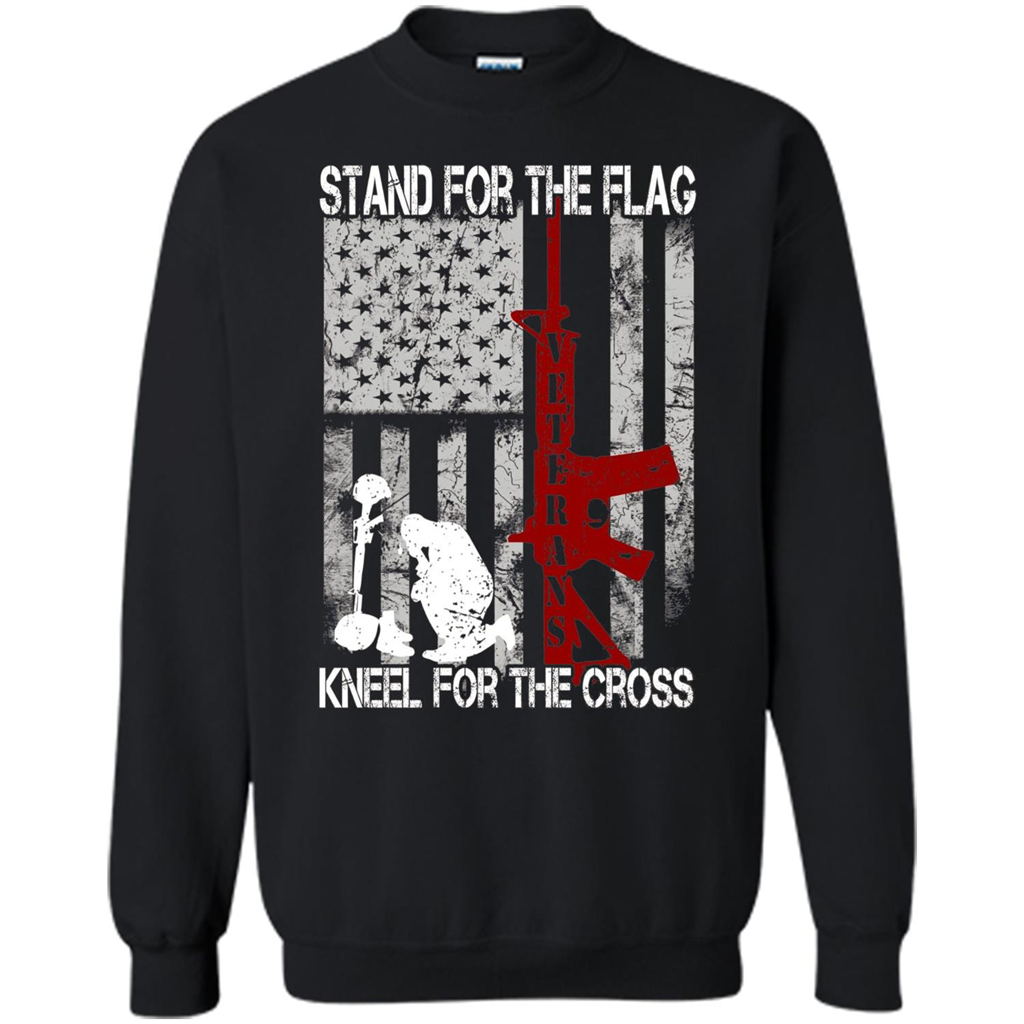 Mens Stand for the flag Kneel for the cross T Shirt Black